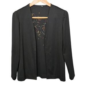 Unbranded Butterfly Embroidered Open Front Cardigan Womens Size Small Black Boho
